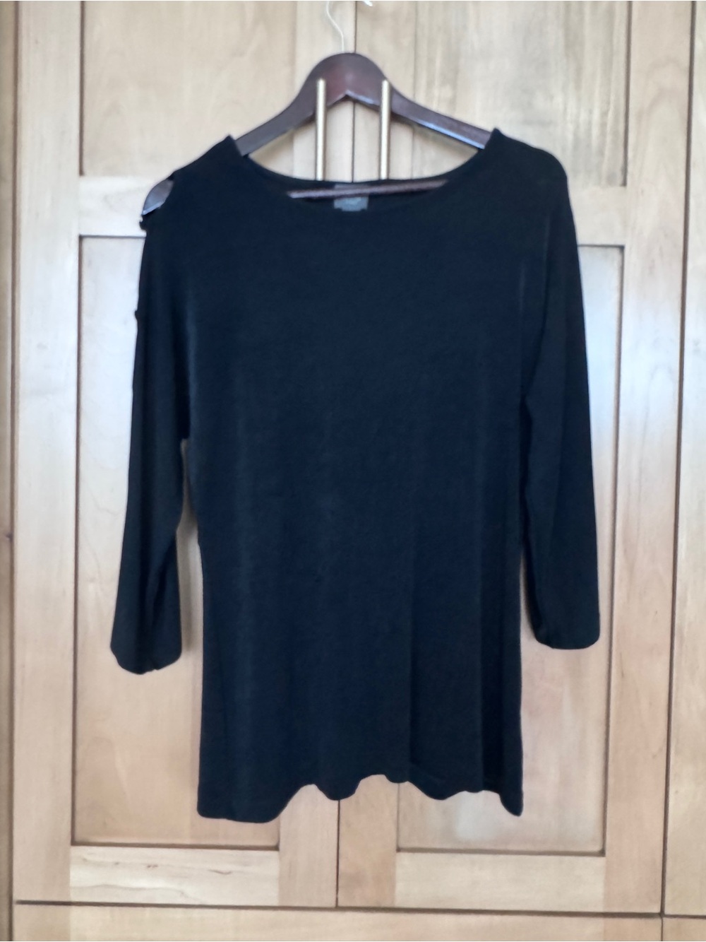 Chico's Black Long Sleeve 3/4 Sleeve Knit Top